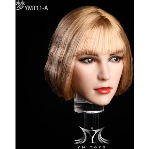 1/6 European Female Head Sculpt Soldier Hair Transplant Head Carving YMTOYS YMT011 Fit 12'' Action Figure Bodies