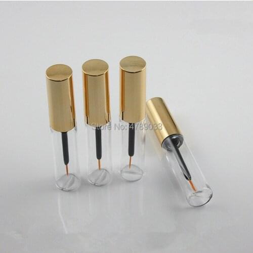20/30pcs 8ml Empty Transparent Eyeliner Bottle Tube Container With Gold Cap,DIY Makeup Empty Liquid Eyeliner Refillable Bottle