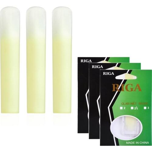 RIGA 3pcs Clarinet Resin Reeds Synthetic Resin Reeds Part Replacement for Clarinet Accessories Strength 2.5 / 1.5 / 2.0