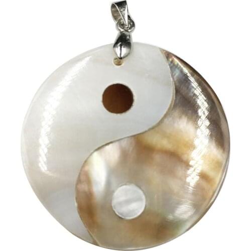 Free Shipping Fashion Jewelry Beautiful Mother of pearl Shell Eight Diagrams Women Pendant Bead 1pcs C7865