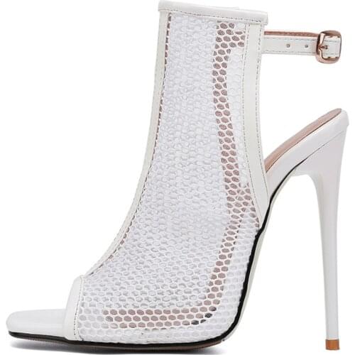 Sexy High Heels Sandals Women Shoes New 2021 Fashion Summer Ankle Boots For Women Peep Toe White Black Party Shoes Ladies