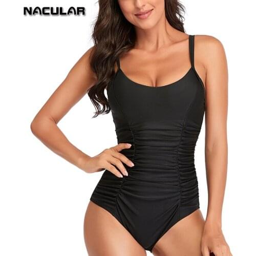 One Piece Swimwear Women Swimsuit 2021 Push Up Bathing Suit Summer Beach wear Strap Solid Backless XXL Vintage