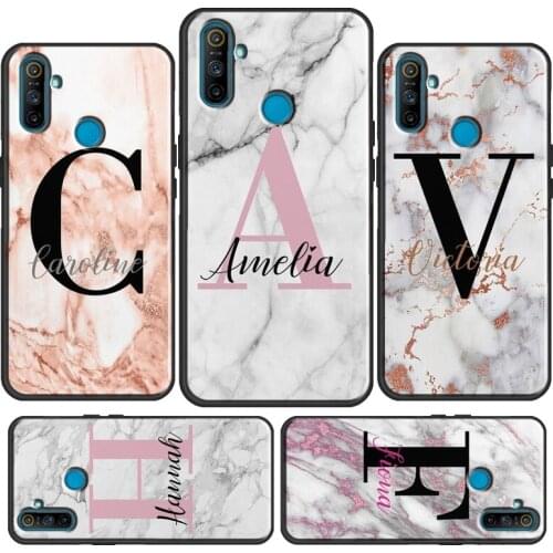 Personalised Marble initials Name Custom For OnePlus 8 9 Pro 9R Nord 8T Phone Case For OPPO Realme GT Neo 6 7 8 Q3 Pro C3 C21