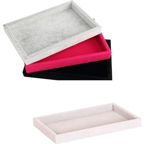 Women Ornaments Organizer Wood Plush Jewelry Display Box Storage 1piece