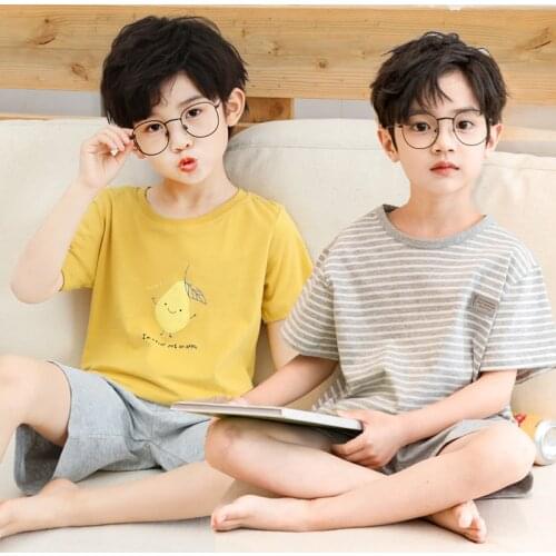 Kids Pajamas Summer Teenage Girls Pijamas Childrens Clothing Sleepwear Cotton Pyjamas Sets For Baby Boy Clothes 4 6 8 12 Years