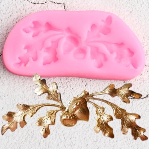 Oak Leaves Silicone Mold Acorn Cupcake Topper Fondant Molds Christmas Cake Decorating Tools Pine Cone Nut Candy Chocolate Moulds