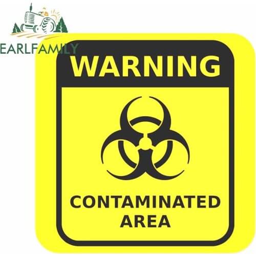 EARLFAMILY 13cm x 13cm for Biohazard Warning Contaminated Area Funny JDM Car Stickers Fashion Occlusion Scratch Anime VAN Decal