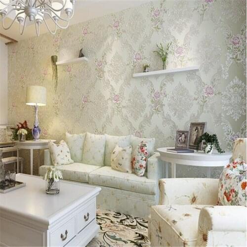 Beibehang European luxury pastoral 3D stereo large non wovens wallpaper living room bedroom Damascus background papel de parede