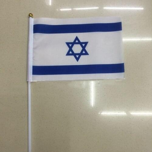 Israeli flag Israel hand wave flags 14 * 21CM decorative celebration polyester National Flag 10pcs/pack