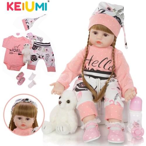KEIUMI New Hot Ethnic Reborn Baby Dolls 60 cm DIY Dress up Girl Toy Lifelike Newborn Reborn Toddler Long Hair For kids Playmate
