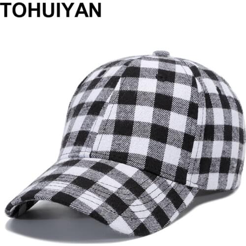 New Fashion Plaid Cotton Baseball Cap Men Women Bone Gorras Snapback Hat Casual Adult Dad Caps Streetwear Casquette Travel Hats