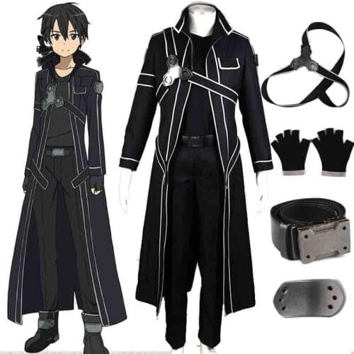 Kirigaya Kazuto Sword Art Online SAO Kirito Kirigaya Kazuto Robe Cosplay Costumes Long Overcoat Trench Coat