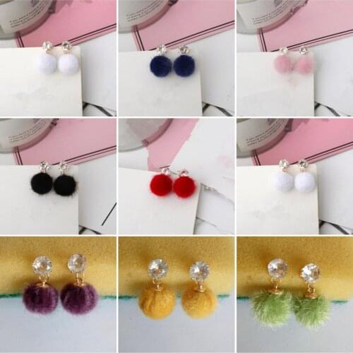 Hair Ball Short Pendant Earrings Cute and Sweet Earrings 8 Colors All-match Earrings 2020 New Products Simple Set