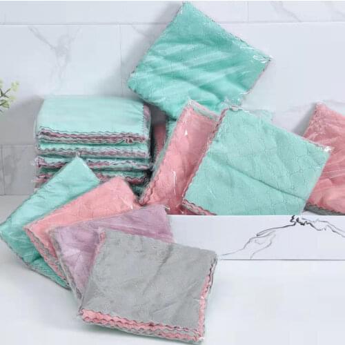Dishcloth Oil-Free Kitchen Scouring Pad Water Absorbent Wipe Table Bowl Furniture Hand Towel Thickened Cleaning Dish Towel