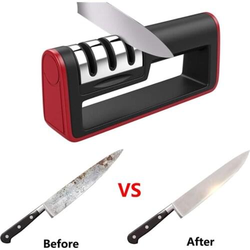 Kitchen Quick Professional Kitchen 3 Stages Sharpener Knife Grinder Non-Slip Silicone Rubber Kitchen Tools