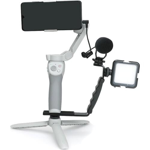 Gimbal camera L-shaped Stands Angle 2 Shoe Flash Bracket DV Light Tray Dual Cold Shoe Support Holder for dji OM 4 osmo gimbal