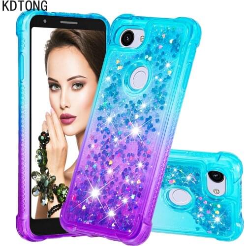 Fashion Phone Case For Google Pixel 3a XL Cases Liquid Quicksand Four-corner Anti-fall Shockproof Sequins Pixel 3a Back Cover
