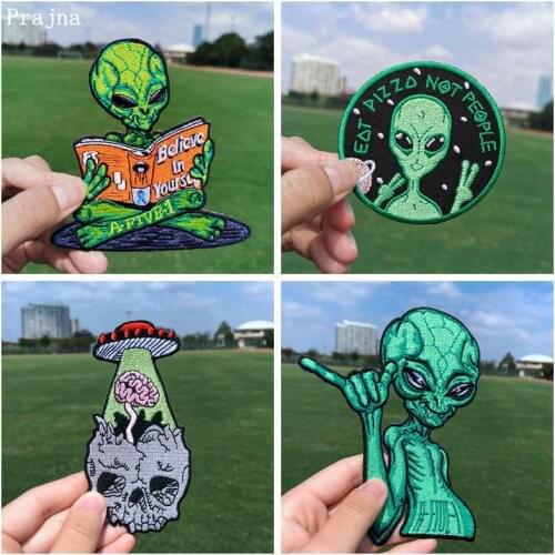 Prajna UFO Patch Iron On Patches On Clothes Heat-adhesive Embroidered Patches For Clothing Alien Patch For Clothes Jackets DIY