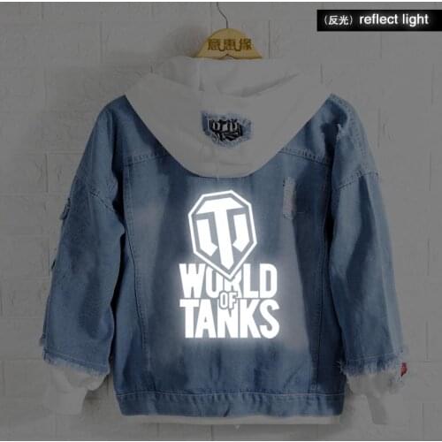 New World of Tanks hoodie Coat Men Hooded reflect light Women Fashion Denim Jacket