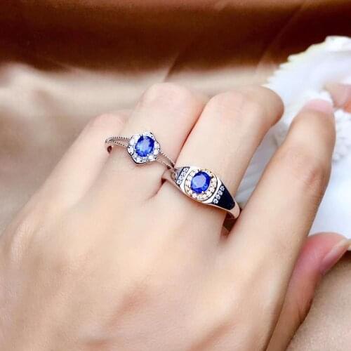 New blue sapphire gemstone ring for lover men women silver fine jewelry real natural gem lover couple birthday valentine gift