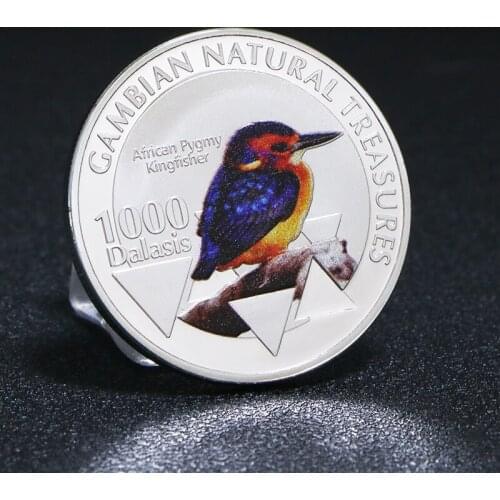 Very Beautiful Pygmy Kingfisher Silver Commemorative Coin West African Gambia Natural Animal Treasures Souvenir Collection