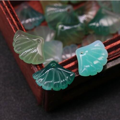 14*18mm 2pcs Natural Stone Charms Pendant Carving ginkgo leaves Charms Pendant For DIY Jewelry Making Finding Accessories