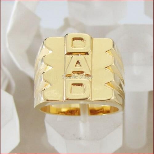 ORDER 10$ GET FREE SHIPPING/NEW GREAT - YELLOW GOLD GP FILLED WITH BRASS OVERLAY ""DAD" WORD RING SIZE 7 to 11 /GREAT GIFT