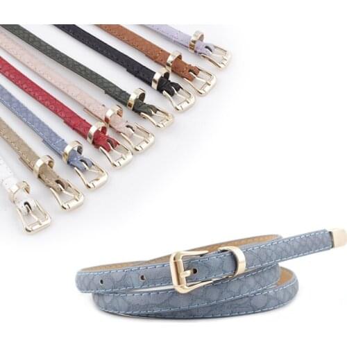 AWAYTR Unique Snakeskin Pattern Thin Belt Classic Vintage Pin Buckle Fashion Wild Waistbands High Quality Leather Women Belt