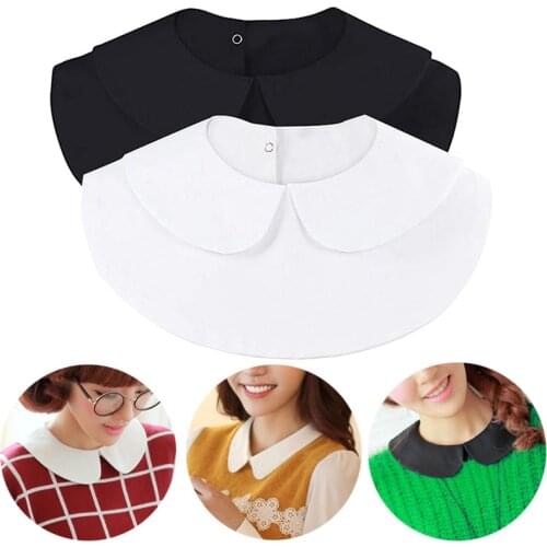Shirt Fake Collar Vintage solid White Black Tie Detachable Collar Lapel False Collar Removable Women Girls Clothes Accessories