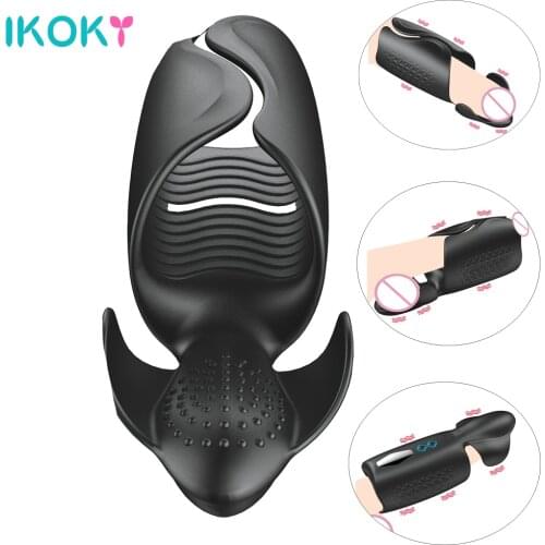 IKOKY Sex Machine Strapon Penis Vibrator Sex Toys for Men Male Masturbator Man Cock Extender Enlargement Adult Goods Erotic Shop