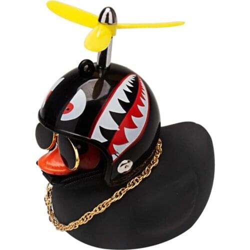 Helmet Broken Wind Small Black Duck Car decoration Yellow Duck Cute Car Accessories Interior Auto Ornament for Car Dashboard