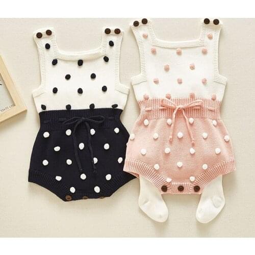 Knitted Baby Clothes Newborn Baby Rompers Handmade Pompom Baby Girl Romper Cotton Infant Baby Boys Jumpsuit Overalls
