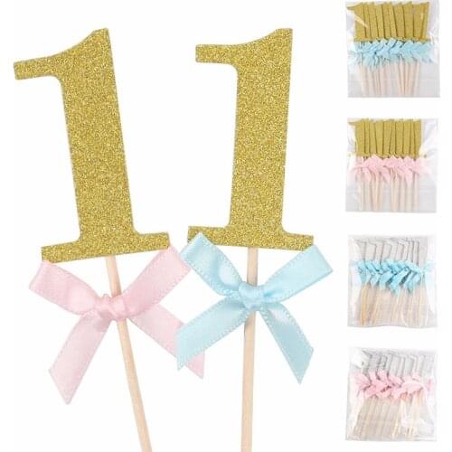 Girl Cake Party Boy 1st Year Toppers Cupcake 10Pcs Decoration Birthday First