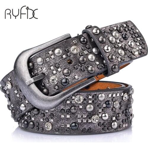 Ancient Rivet Vintage Luxury Designer Punk Belts Women Female Genuine Real Leather Waist Handmade Strap for Jeans dress BL286