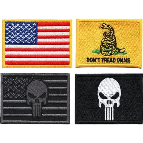High Quality American Flag Tactical Morale Military Patch Set Embroidered Patch With Hook and Loop Backing