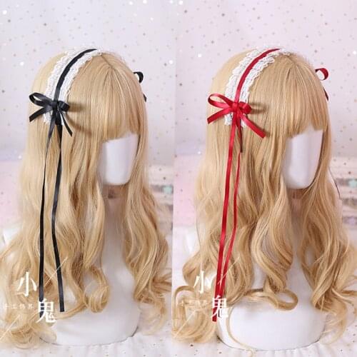 Japanese soft sister Lolita headband lace hairpin sweet daily wild kc bow headdress headband multicolor