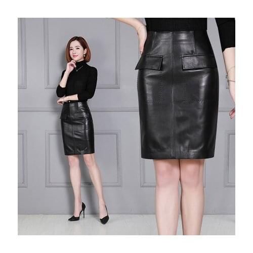 Top brand Genuine New Fashion Sheep Leather Skirt K42 high quality