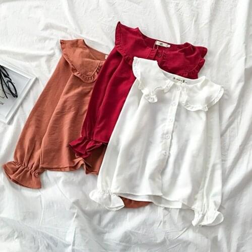 Women Blouse Spring St Collar Lace Long-Sleeved Chiffon Fungus Shirt Blusas Ropa De Mujer