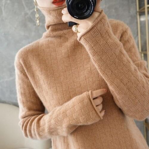 21 new autumn and winter cashmere sweater women high neck pure wool sweater loose pullover sweater bottoming shirt