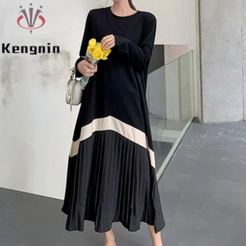 Summer Womens Dress 2021 New Pleated Patchwork Color Cotton Ladies Dress Woman LooseRobe Womens Summer Sundresses KE1393