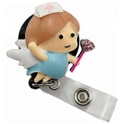 10pcs/lot Angel Nurse Hospital Rhinestone Retractable Reel/Brooch Jewelry/Id Name Holder