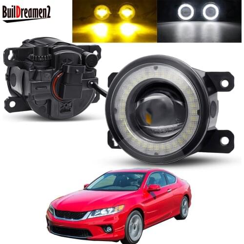 2 X Car Front Bumper Angel Eye Fog Light Assembly LED Lens Fog Driving Lamp DRL 30W 3000LM 12V For Honda Accord 2008-2015