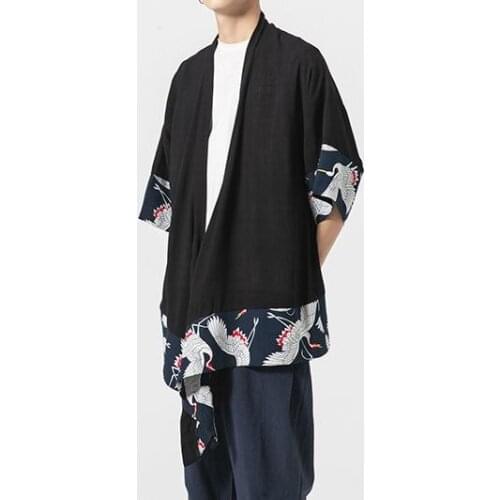 2019 Men Chinese Style Jacket Streewear Cotton Linen Clothes Casual Male Hanfu Print Jackets Mens Oversize