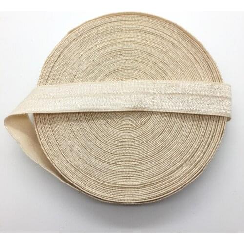 5yards/lot 5/8" 15mm Khaki Multirole Fold Over Elastic Spandex Satin Band Ties Hair Accessories Lace Trim Sewing Notion
