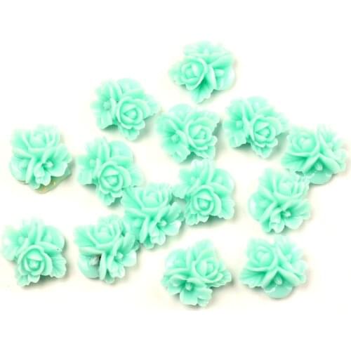 50Pcs Blue Resin Flower Decoration Crafts Beads Flatback Cabochon Scrapbook DIY Embellishments Accessories Buttons