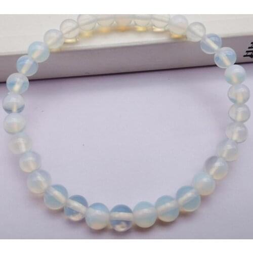 6MM Opal Stone Beads GEM Bracelet Bangle Stretch 7.5 Inch Jewelry G366