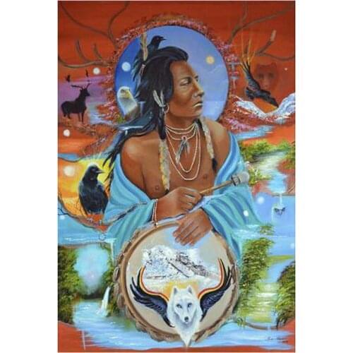 Diamond Mosaic Indian chief Rhinestones Pictures Cross stitch 5D DIY Diamond Painting Full Square animal Embroidery Wall Decor