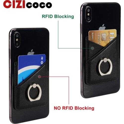 Anti Scan RFID Card holder Pouch For Phone 3M Adhesive Sticker Back Cover Card Case Men And Women Bus ID Card Bag Phone Support