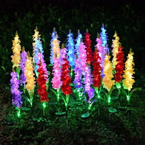 RGB Color LED Solar Violet Landscape Light Outdoor Lighting Lily Flower Lamp With Wave Switch 75cm 1.2V AA 600mAh Garden Lights