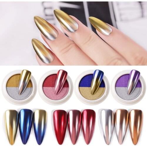 DIY Nail Glitter Laser Powder Gradient Mirror Effect Nail Art Sequin 6 Colors TSLM2
